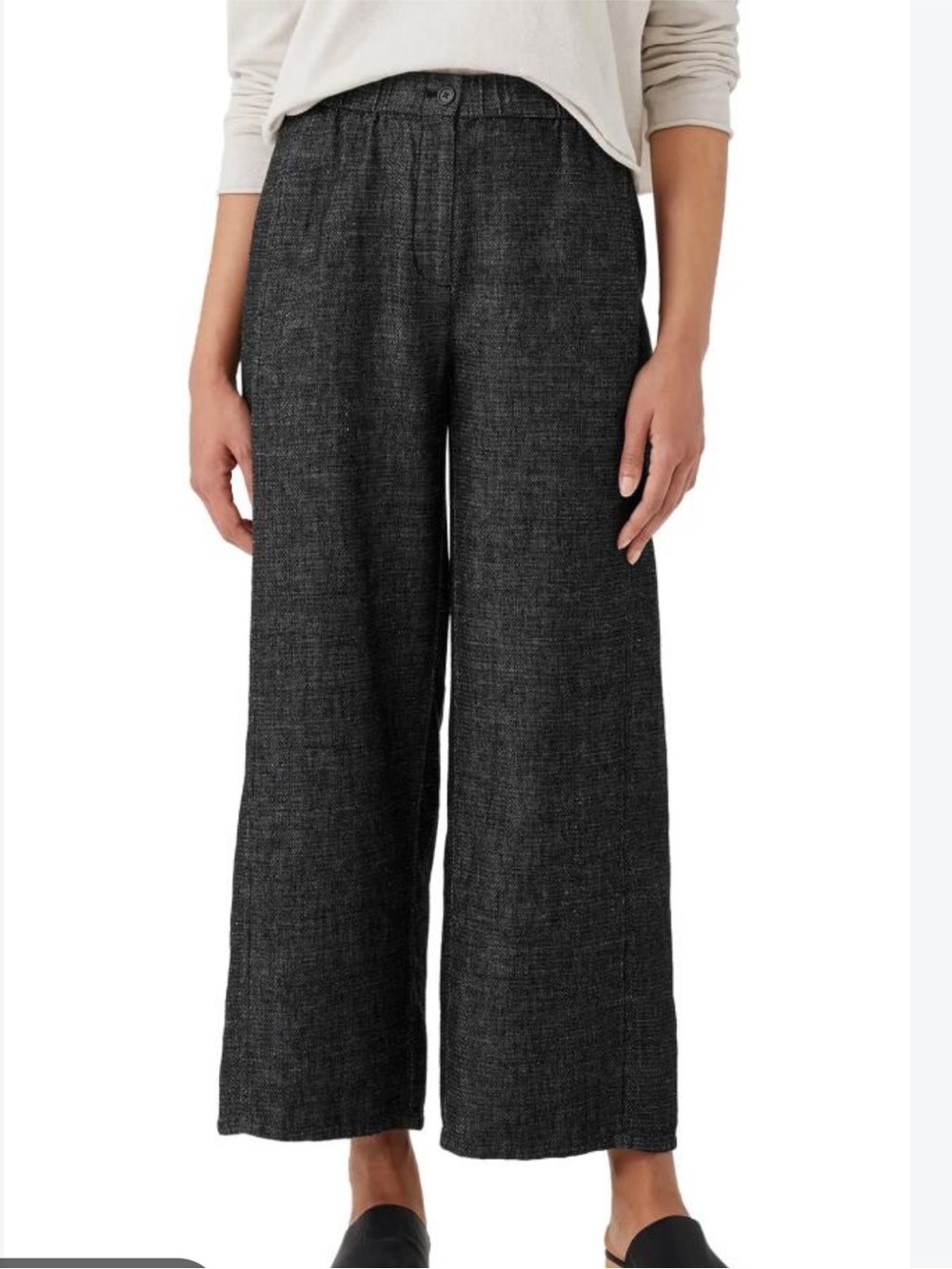 Eileen fisher Wide Leg Organic Cotton Blend Tweed Pants. M